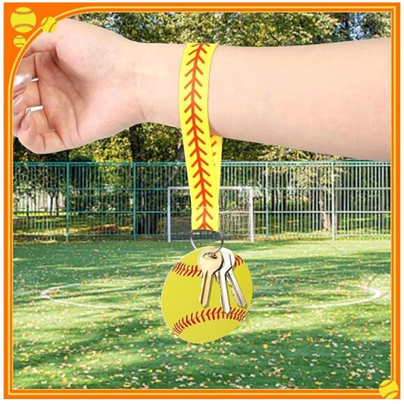 12Pcs Softball Ribbon Keychains, Softball Wristlet Lanyard keychain - Picture 2 of 6